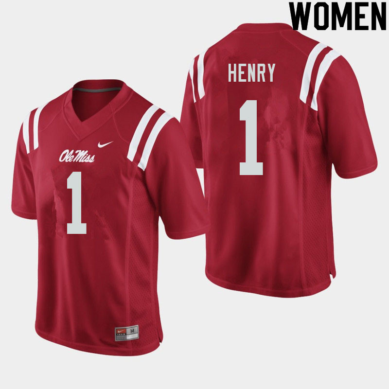 Women #1 Lakia Henry Ole Miss Rebels College Football Jerseys Sale-Red